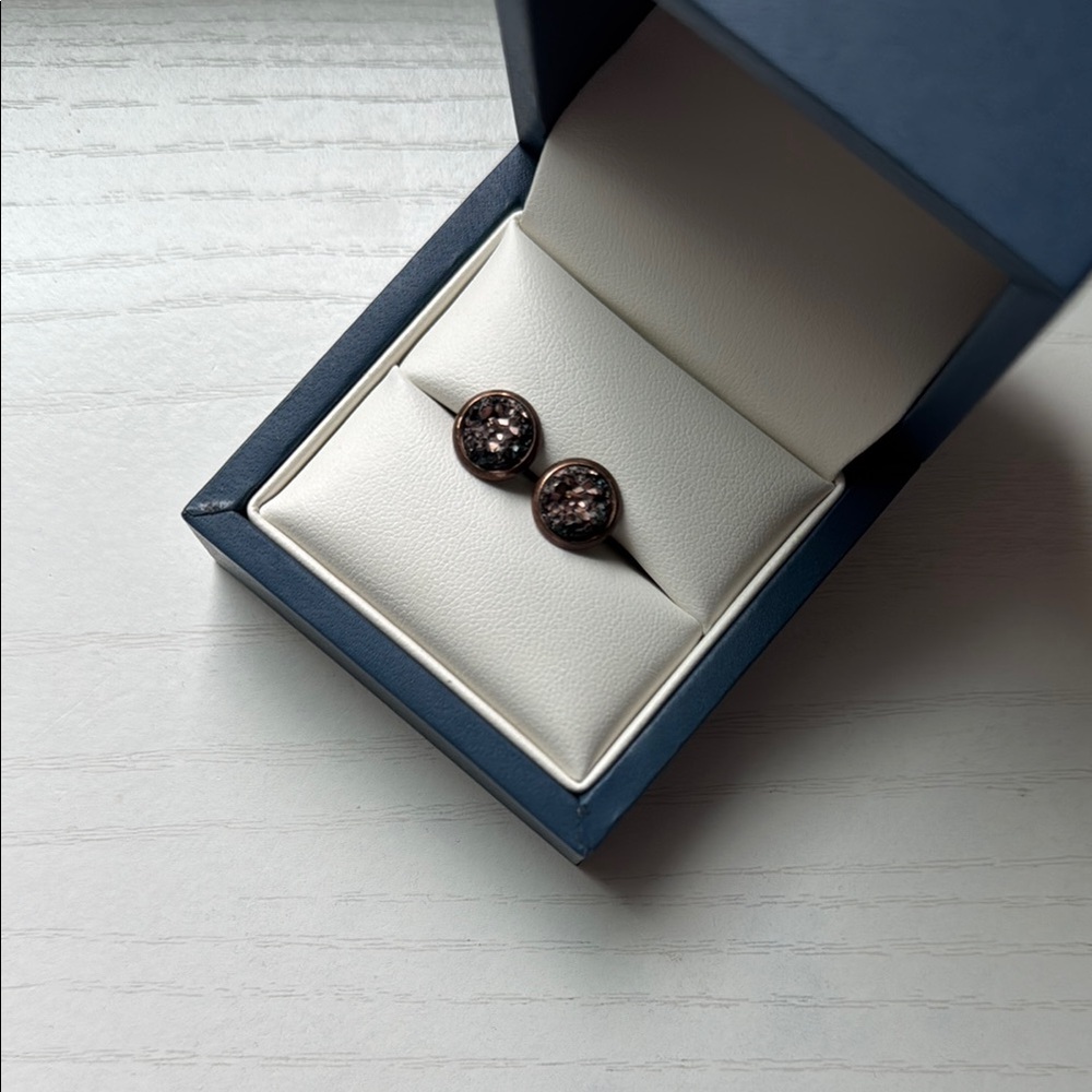 Elegant Black Crystal Dark Rose Gold Earrings